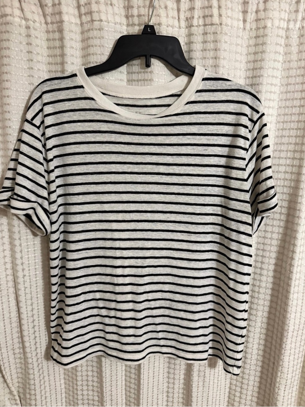 a new day Black & White Striped Crewneck Tee
